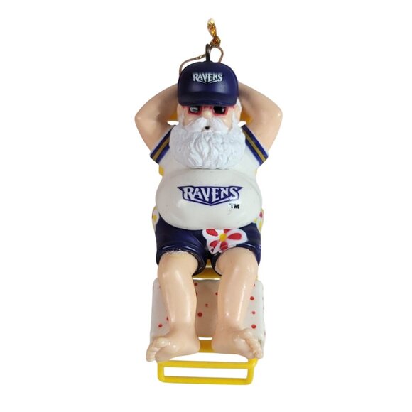 Russ NFL Baltimore Ravens Ornament Lounging Santa Beach Chair Sleep Vintage 1997 - Picture 4 of 8